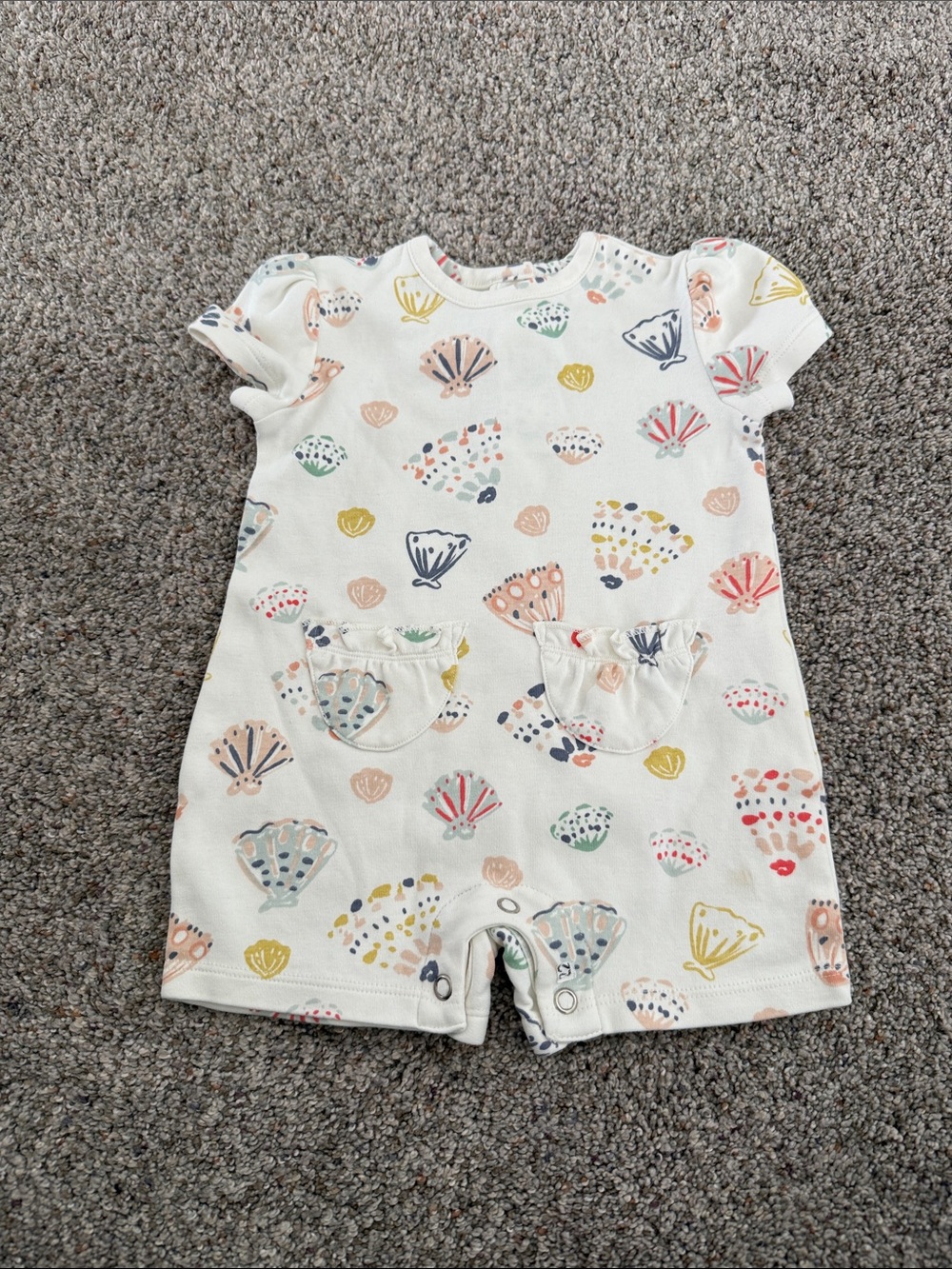 Pehr Seashell Puff Romper 3-6 months